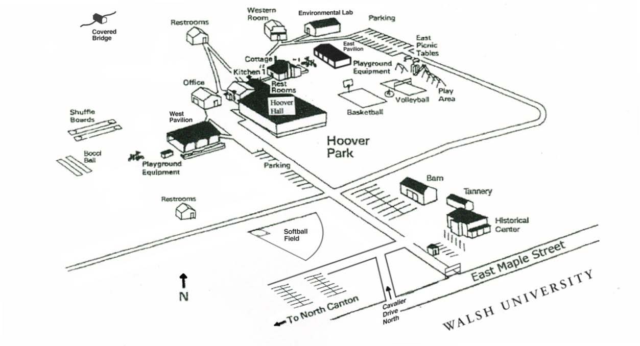 Hand drawn map of Hoover park