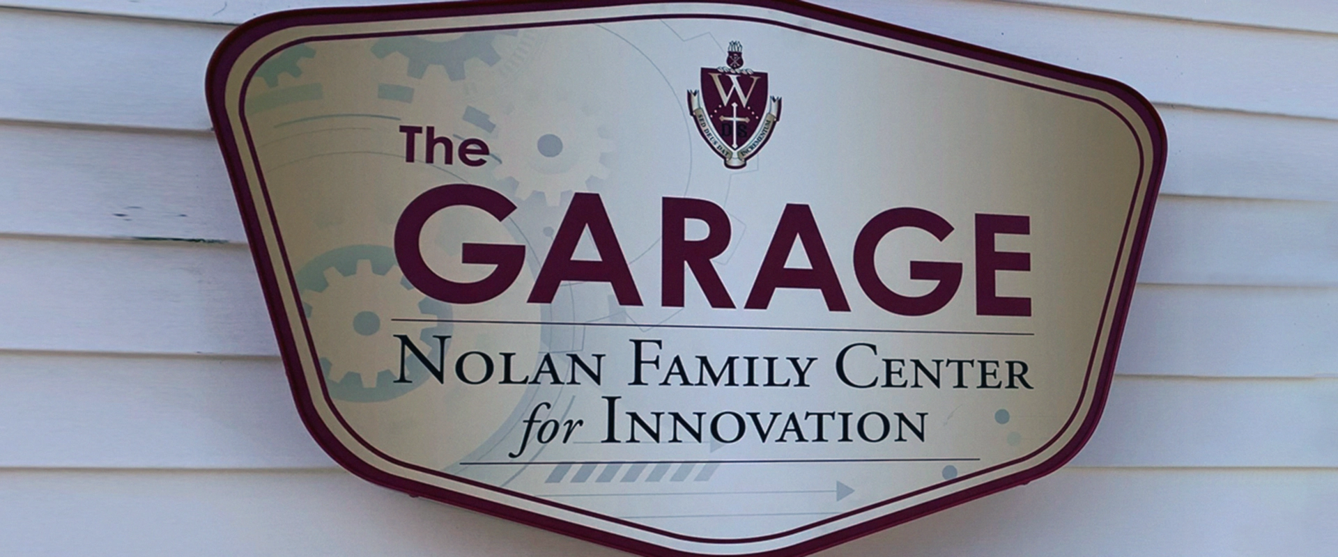 Photo of the sign from The Garage: Nolan Family Center for Innovation at Walsh University