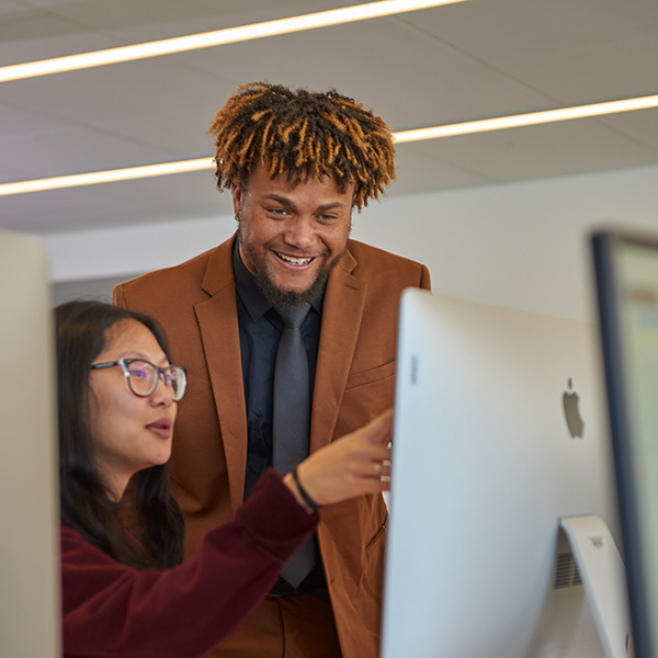 Photo of student at a computer