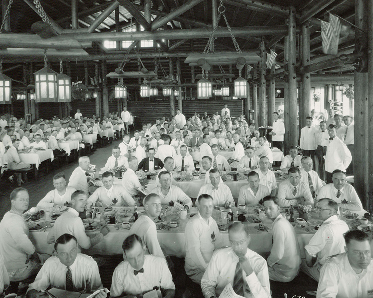 Hoover salesmen in the Convention dining hall