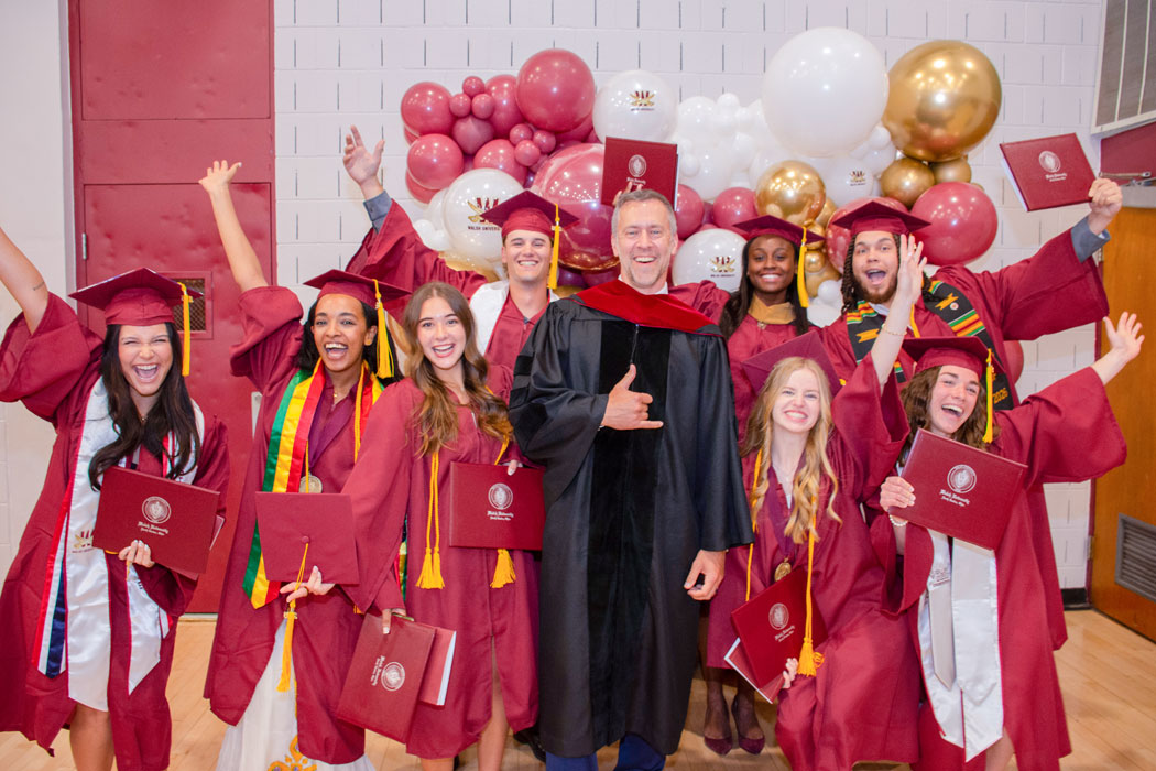 Photos of Walsh 2026 Graduates with Commencement Speaker Chris Stefanik